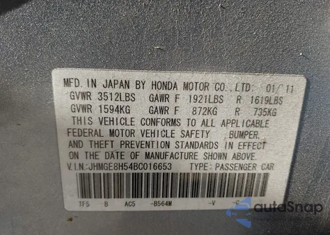 2011 Honda Fit Sport z USA, uszkodzony, nr VIN JHMGE8H54BC016653